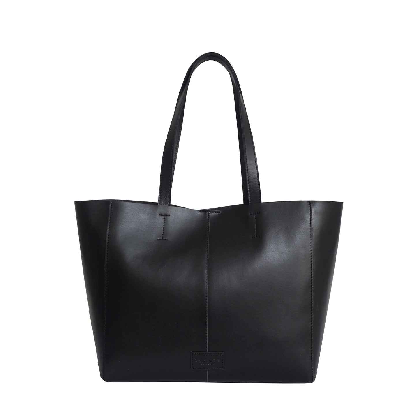 ASSOTS LONDON 'ABINGDON' Black Real Leather lined Designer Tote Bag