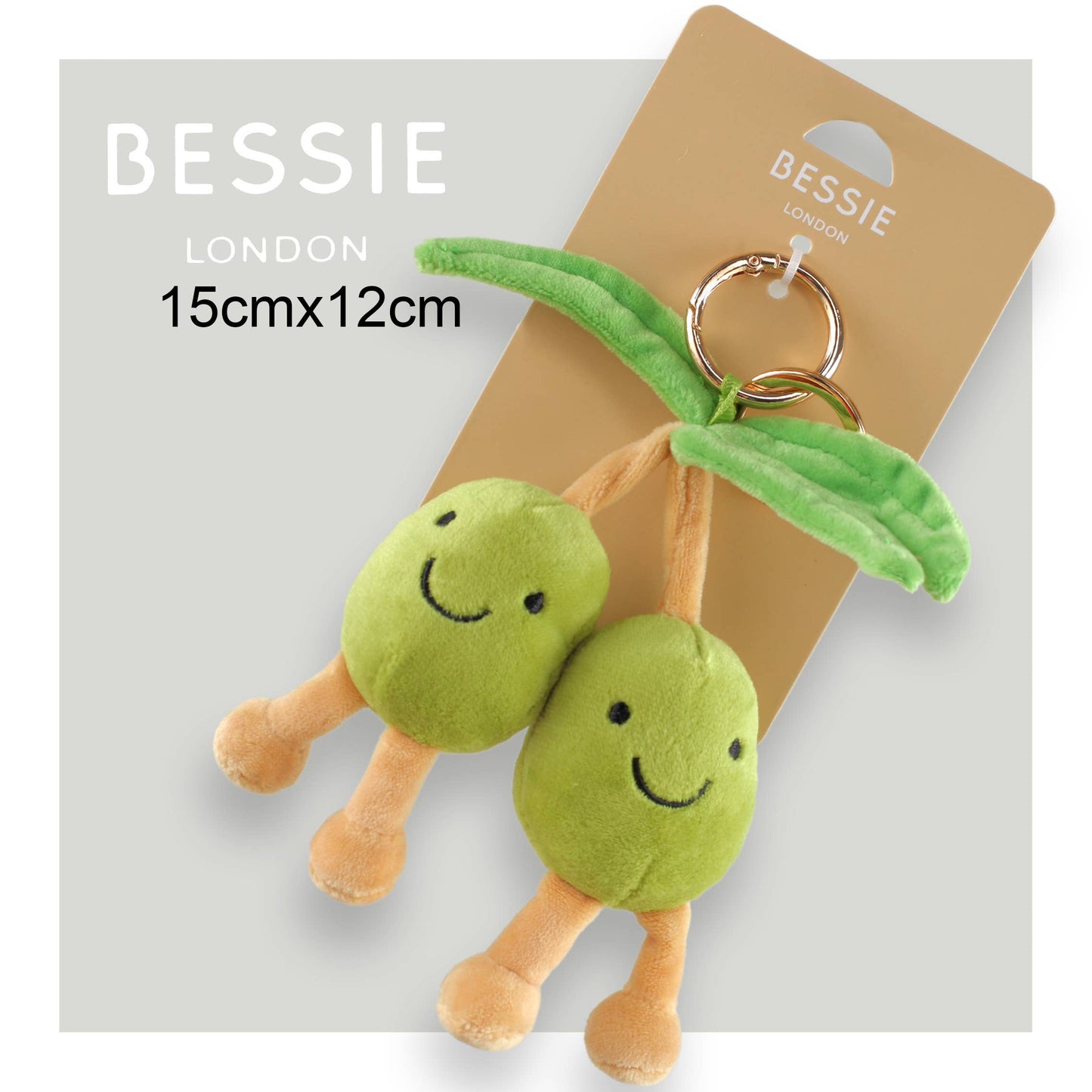 PLUSH GREEN PEAS IN A VINE BAG CHARM