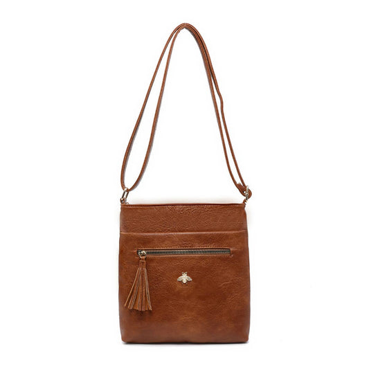 B23013 Cross Body Handbag with zip top sections
