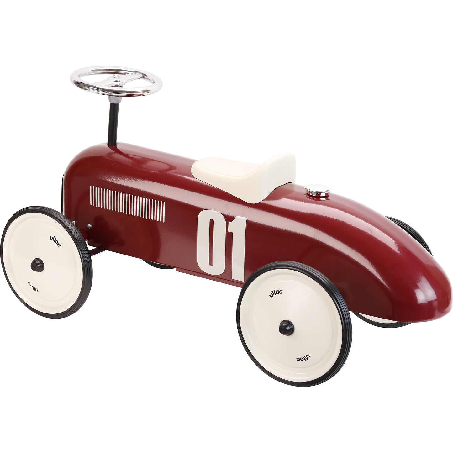 Vilac Burgundy Metal Ride-On Car – Vintage Style Toy Vehicle
