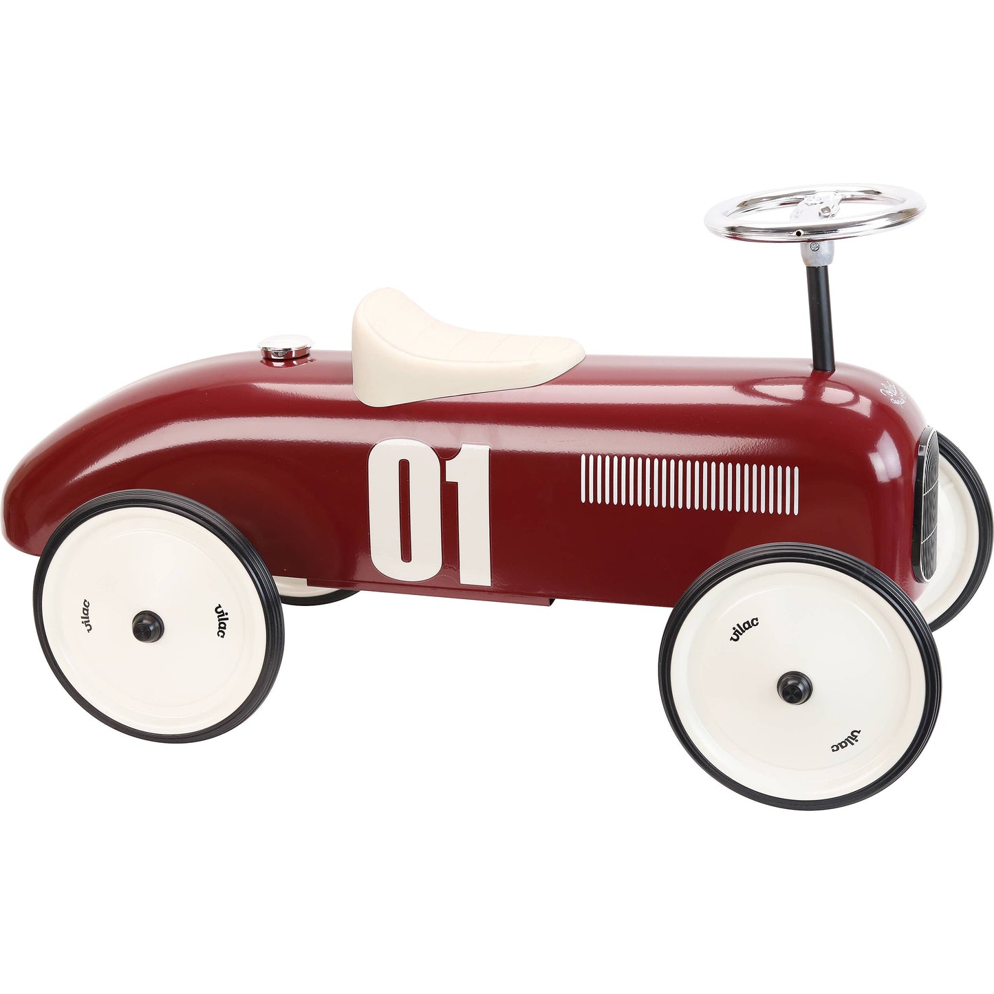Vilac Burgundy Metal Ride-On Car – Vintage Style Toy Vehicle