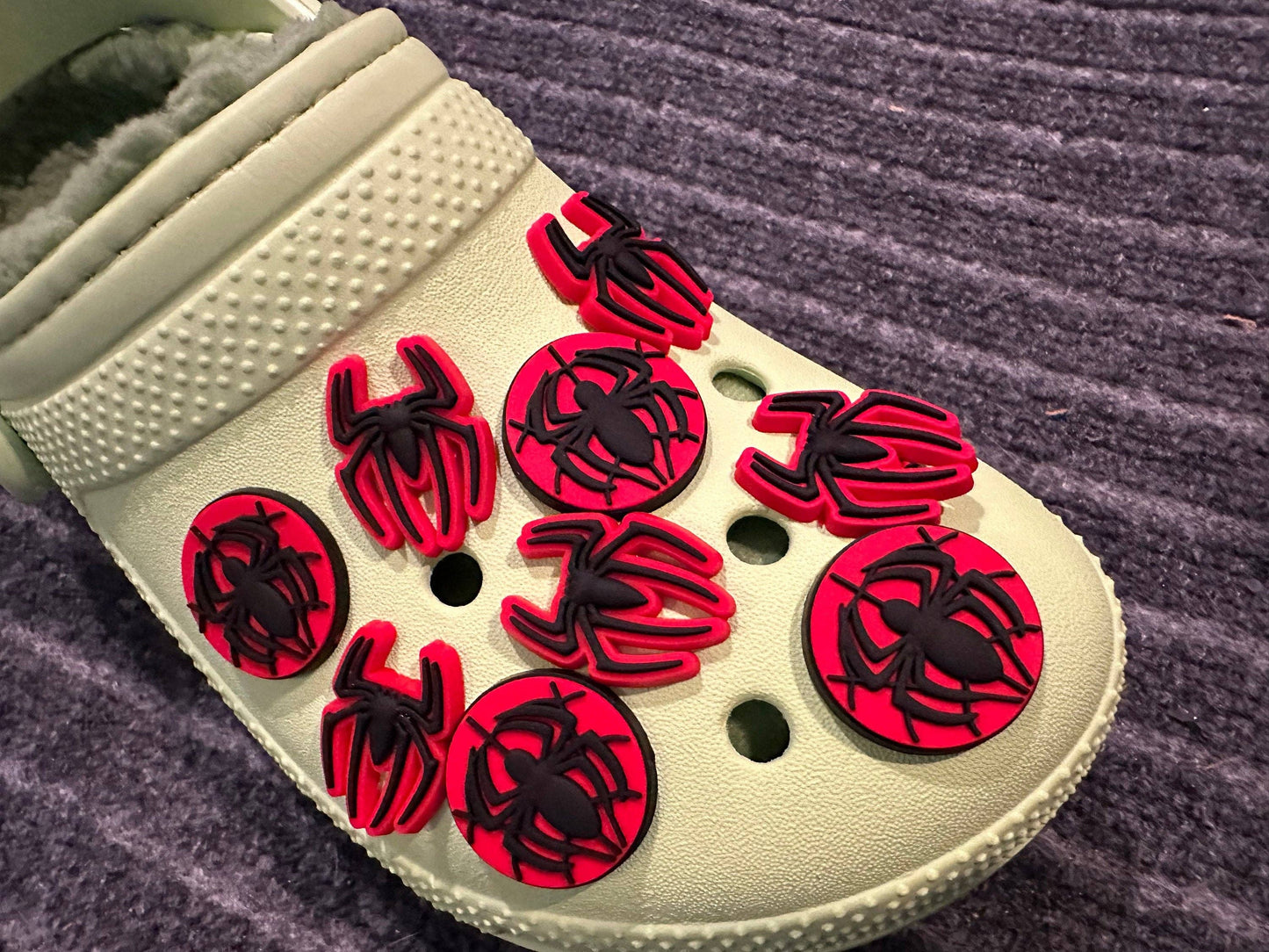 Pick Your Own Spiderman Design Shoe Charms Red and Black