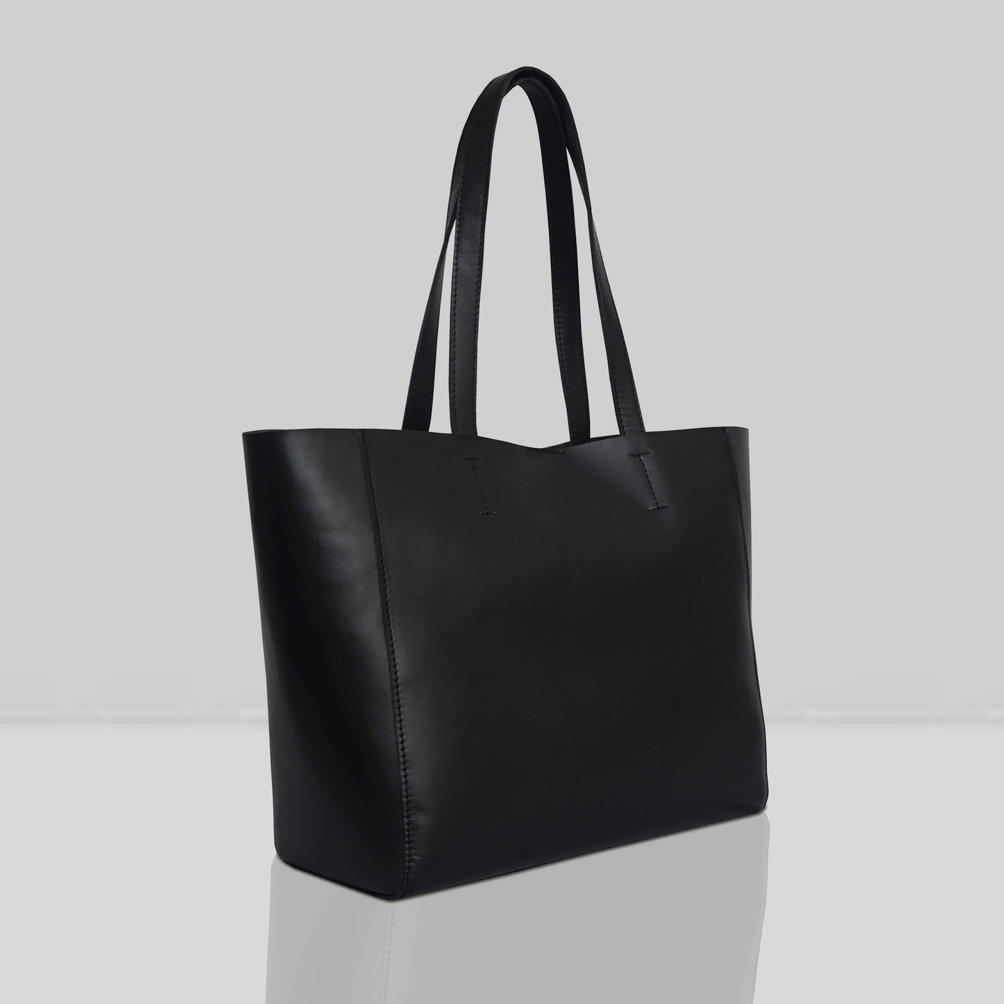 ASSOTS LONDON 'ABINGDON' Black Real Leather lined Designer Tote Bag
