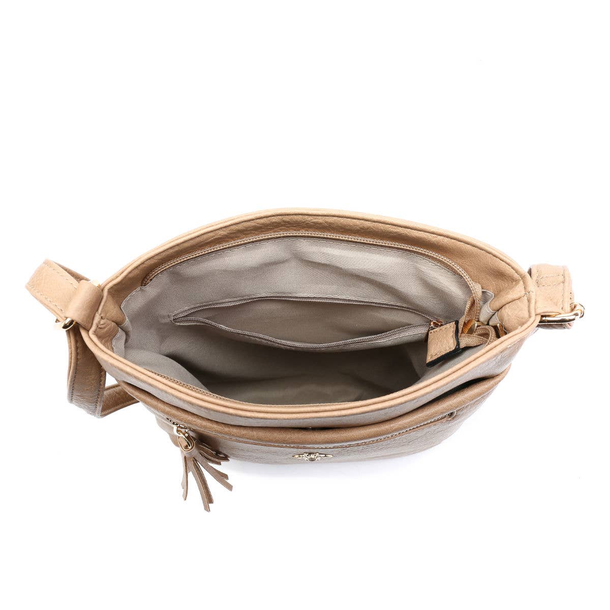 B23013 Cross Body Handbag with zip top sections