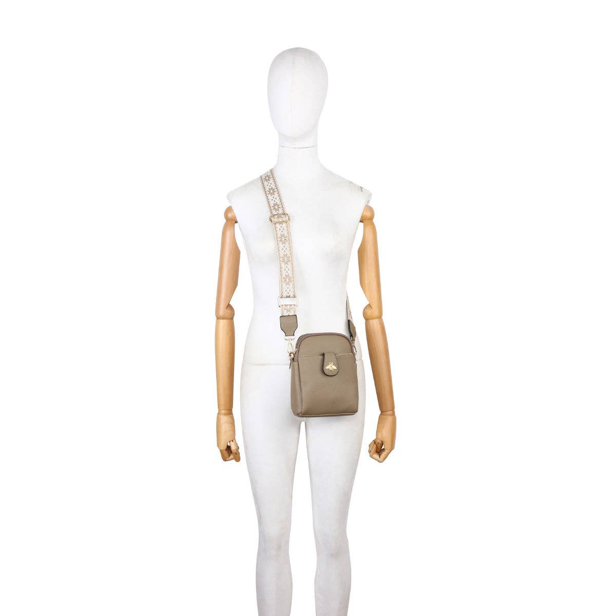 B23001 Bee Cross Body Handbag with double zip top sections