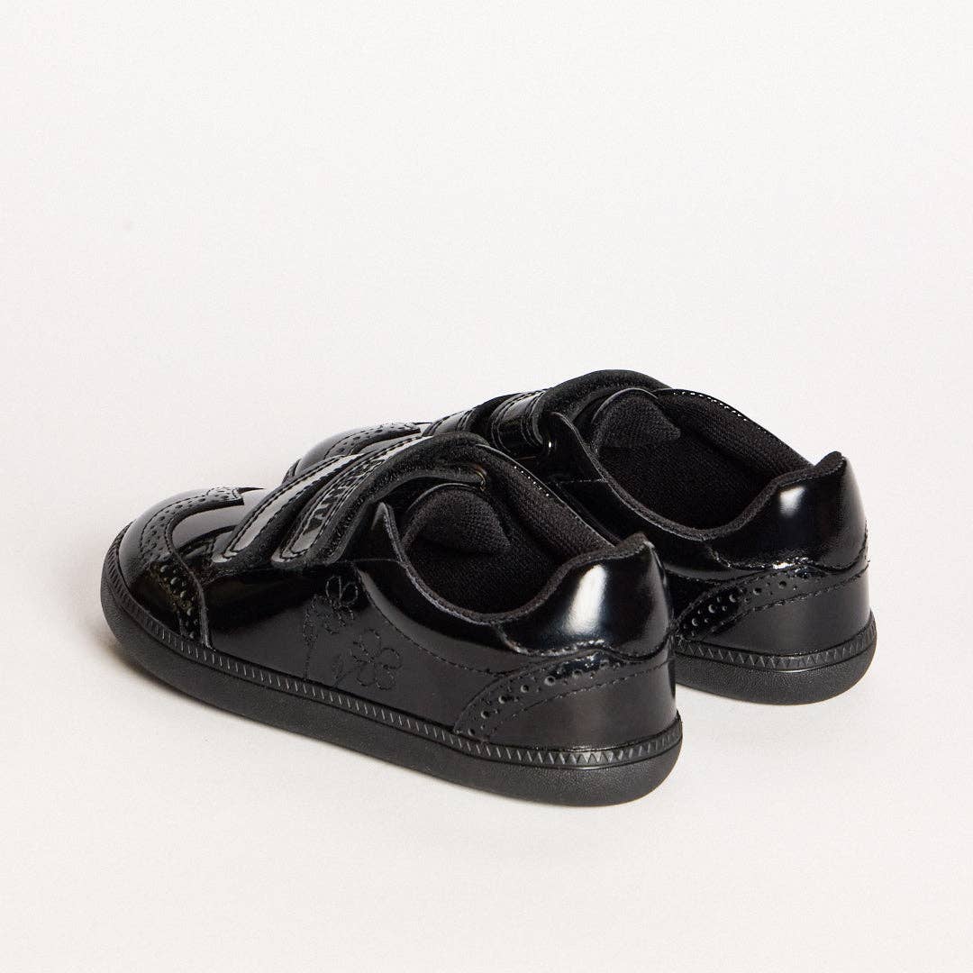 Dusk Bloom Black Patent Kids Barefoot School Shoe