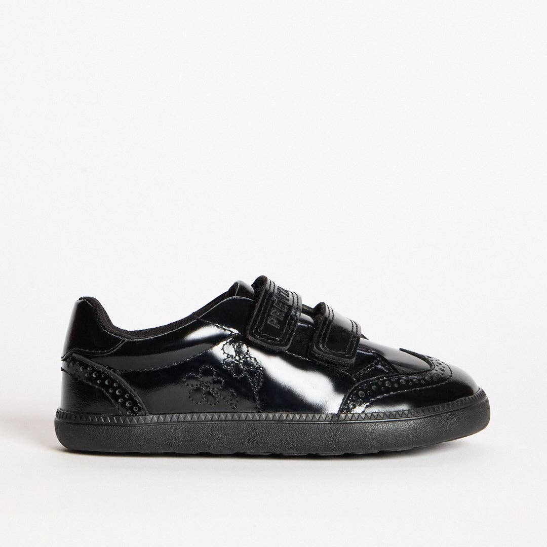 Dusk Bloom Black Patent Kids Barefoot School Shoe