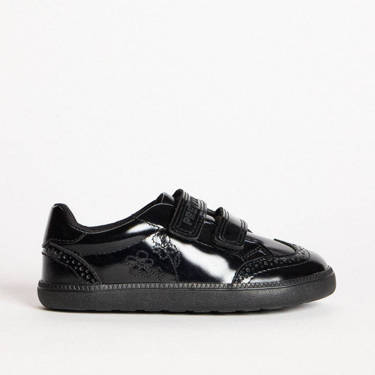 Dusk Bloom Black Patent Kids Barefoot School Shoe