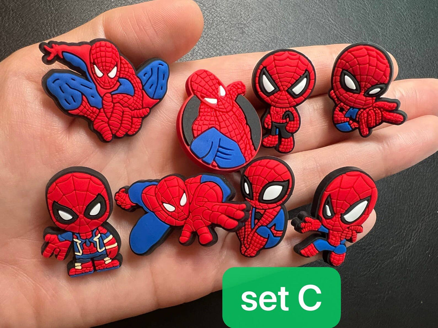 Pick Your Own Spiderman Design Shoe Charms Red and Black