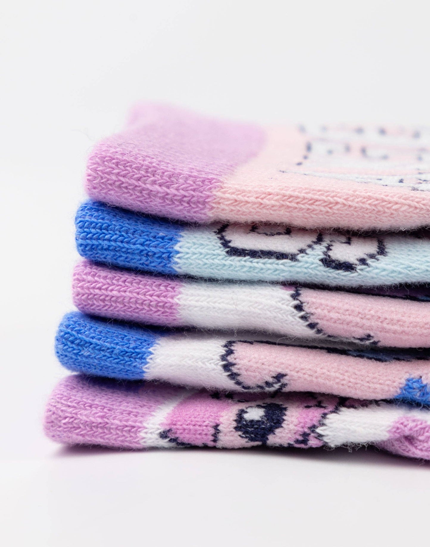Disney Girls 'Stitch & Angel' Pink Blue 5 Pack Calf Socks