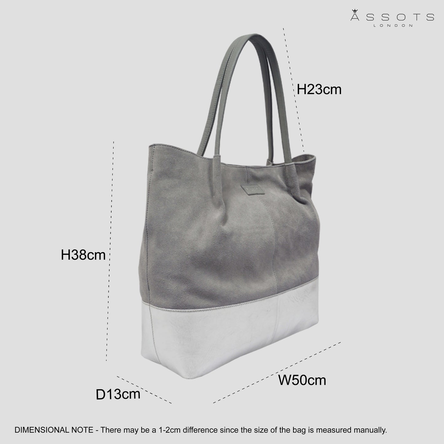 'DONNA' Grey and Metallic Silver Real Leather Unlined Desi