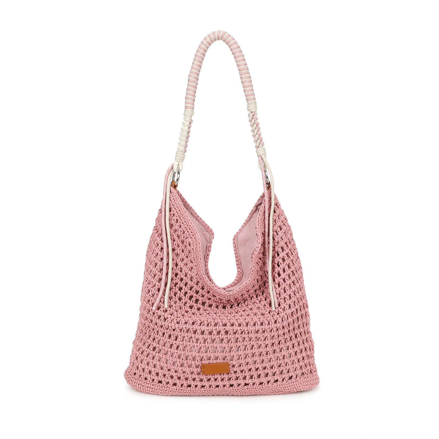 Crochet Hobo Bag with Rope Handle Detail