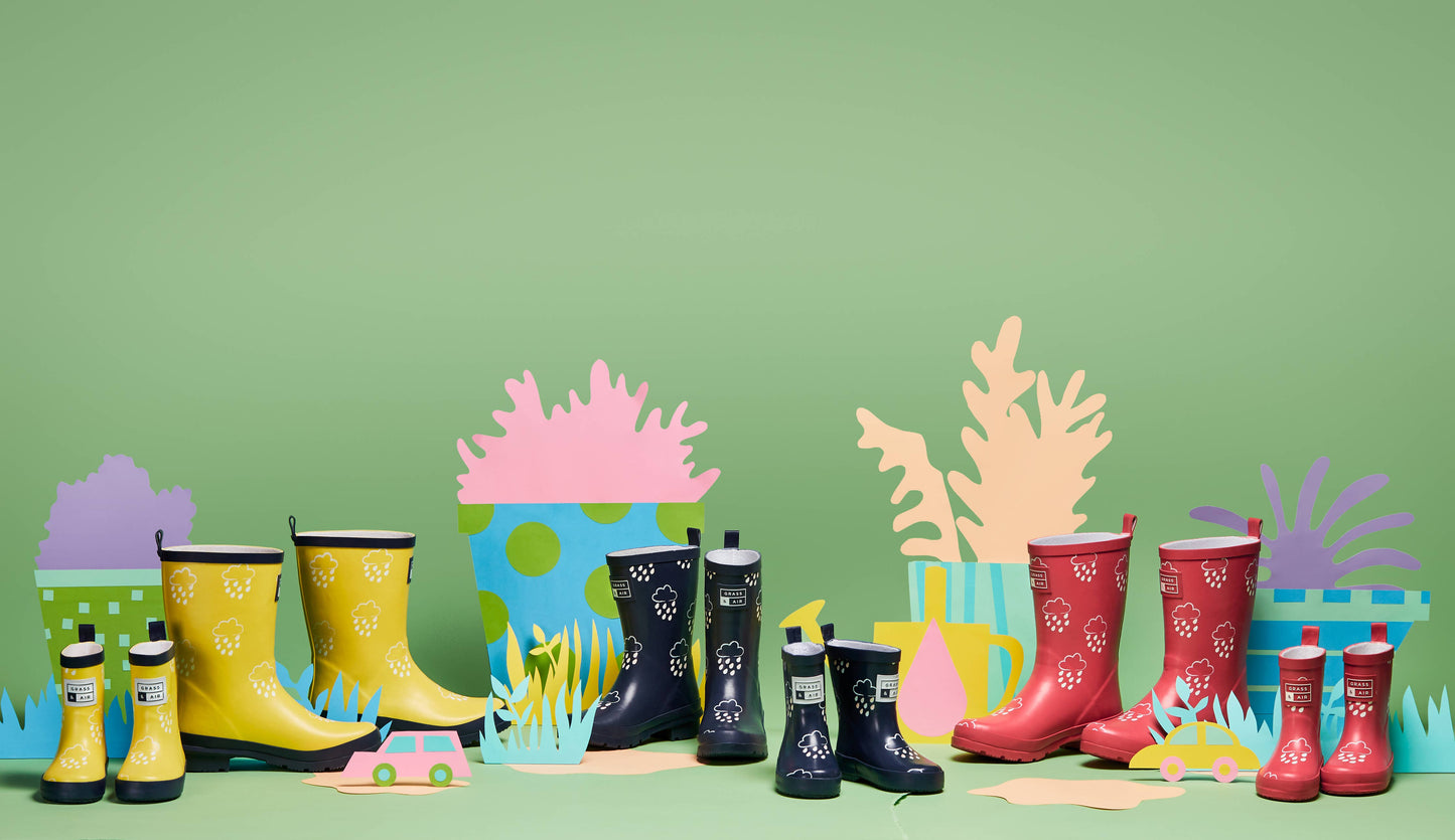 Grass & Air Kids Navy Colour-Revealing Wellies