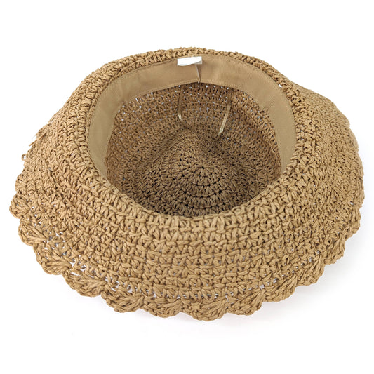 Children's Crochet Style Folding Hat - Chocolate Brown 54cm