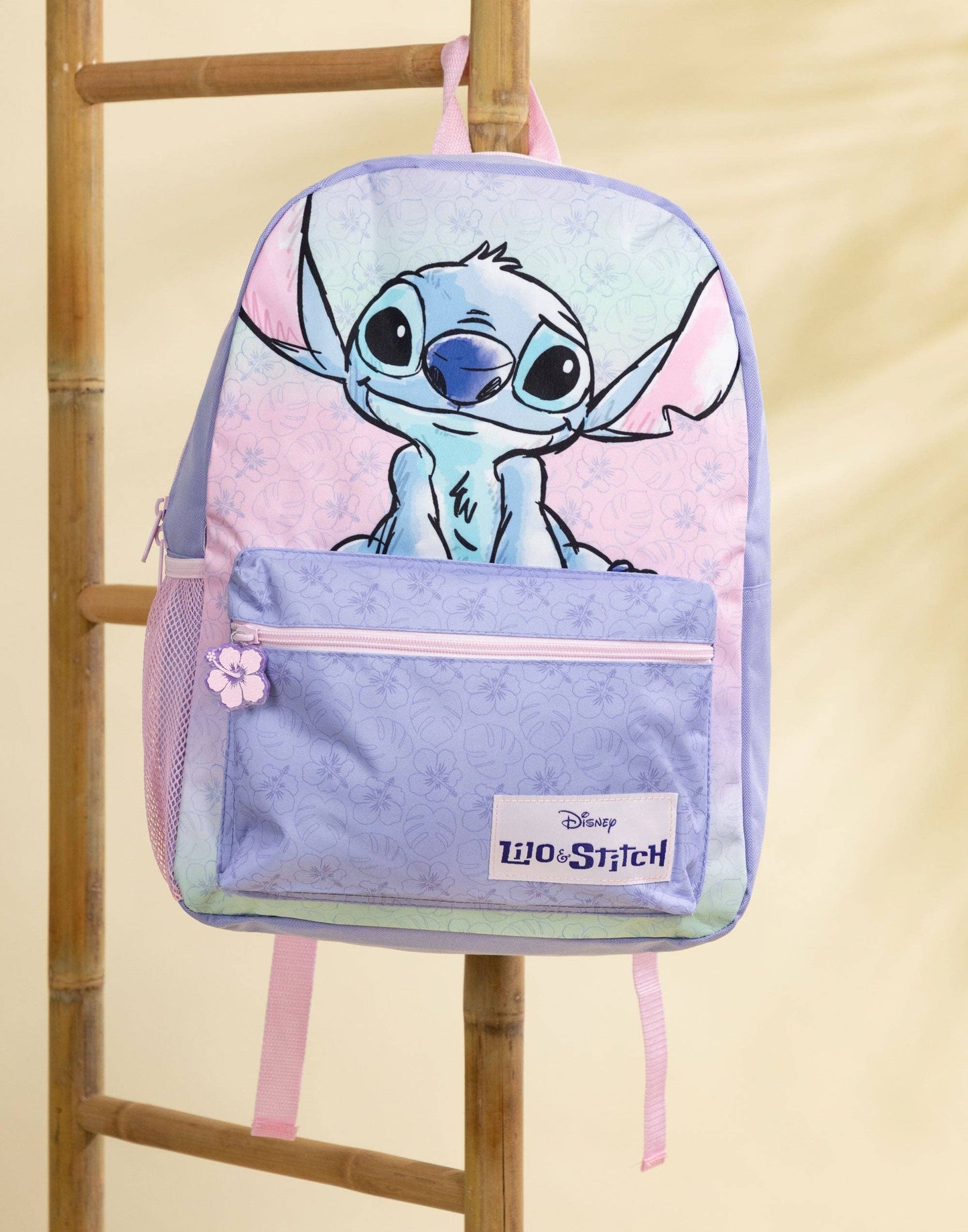 Disney Girls 'Stitch' Pastel Floral Purple Backpack