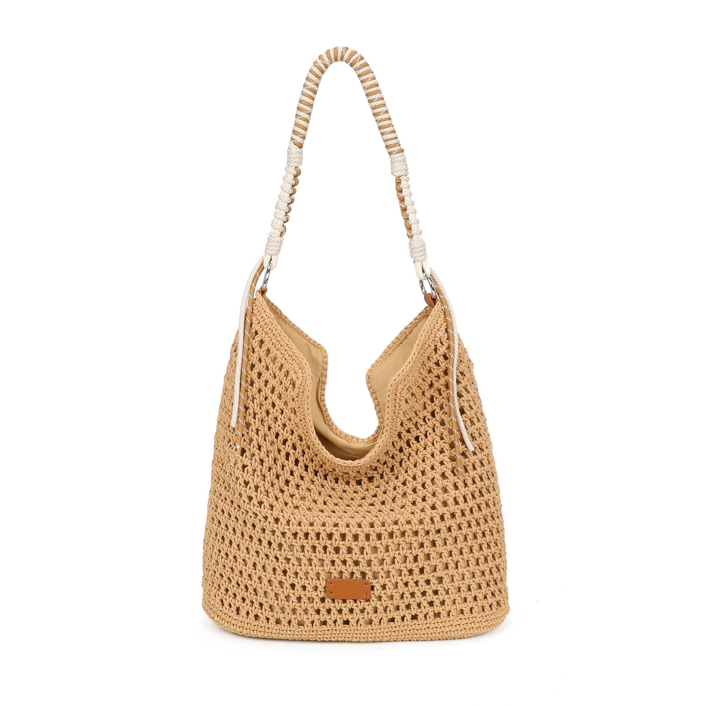 Crochet Hobo Bag with Rope Handle Detail