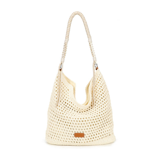 Crochet Hobo Bag with Rope Handle Detail