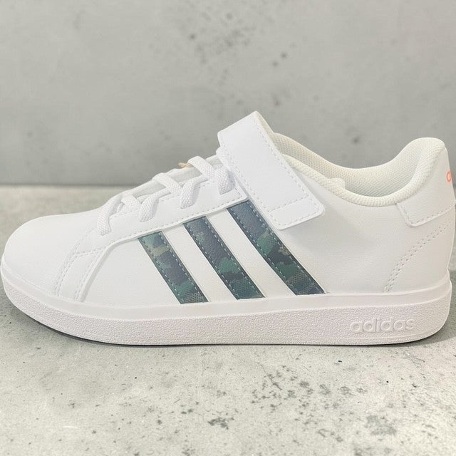 Adidas Grand Court 2.0 White with Army stripes Trainers