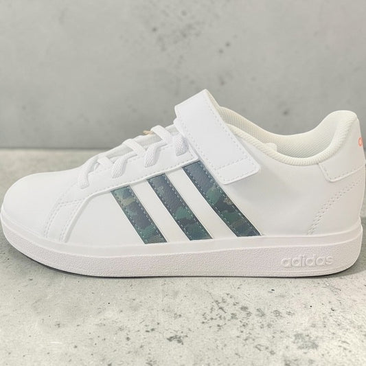 Adidas Grand Court 2.0 White with Army stripes Trainers