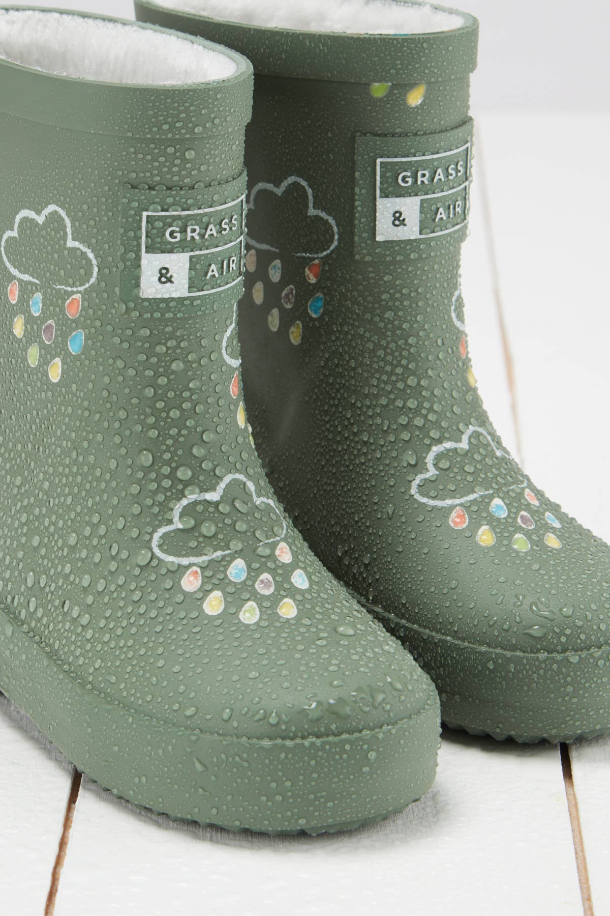 Grass & Air Khaki Green Colour-Changing Kids Wellies