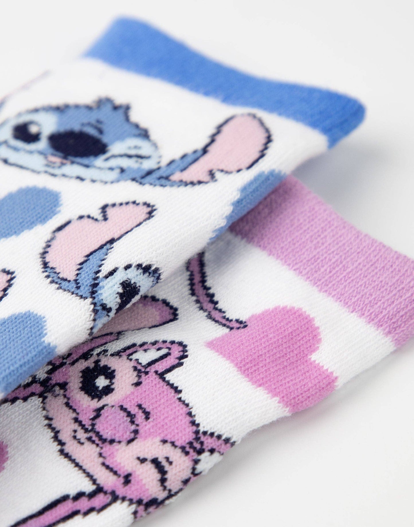 Disney Girls 'Stitch & Angel' Pink Blue 5 Pack Calf Socks