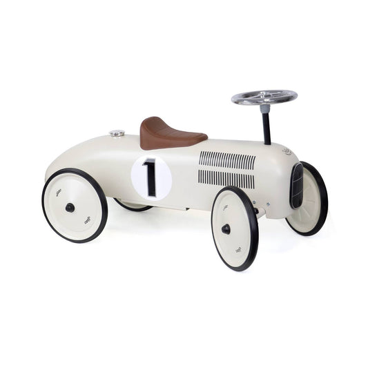 Vilac Off White Metal Ride-On Car Vintage Style Toy Vehicle
