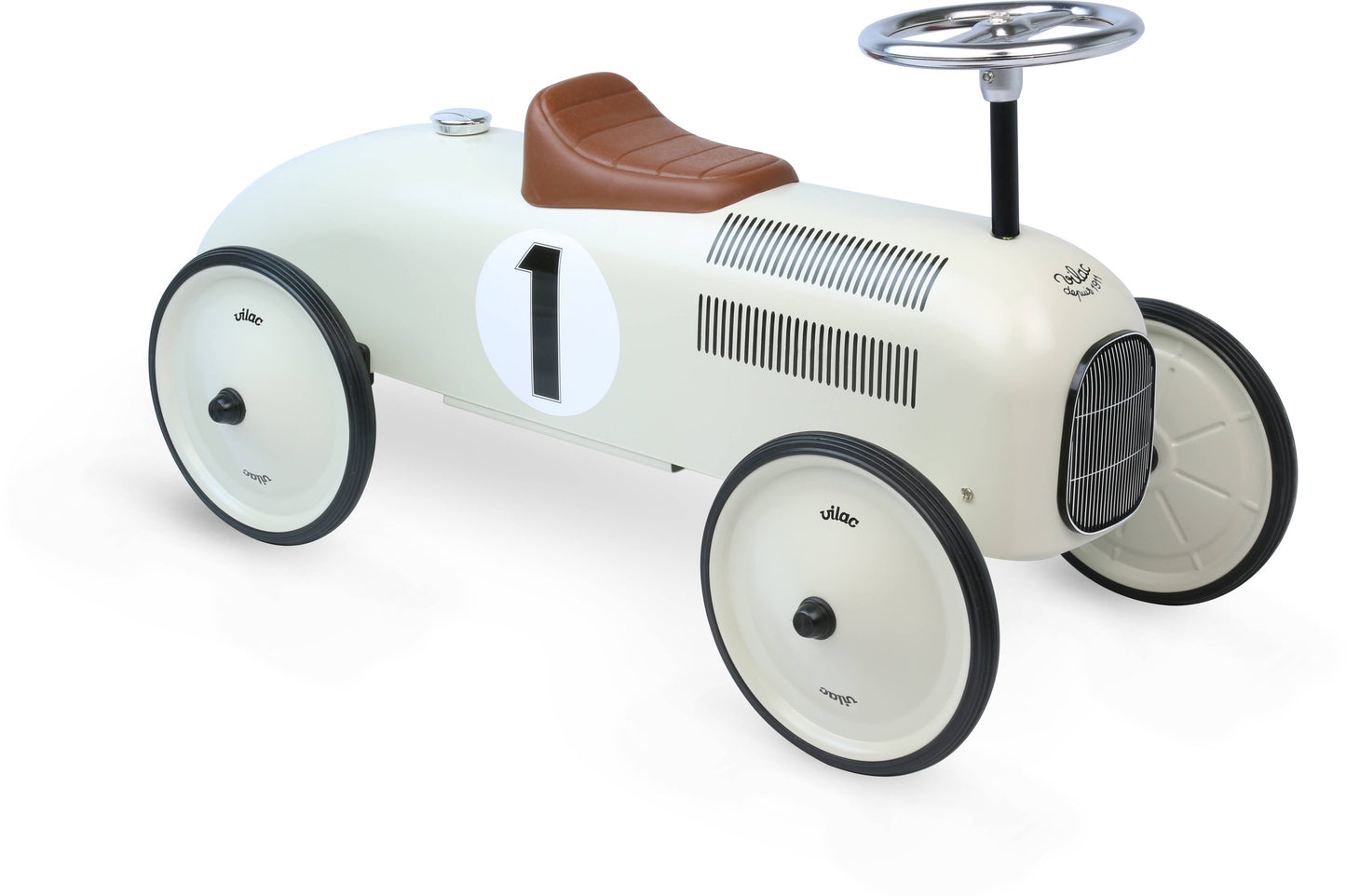Vilac Off White Metal Ride-On Car Vintage Style Toy Vehicle