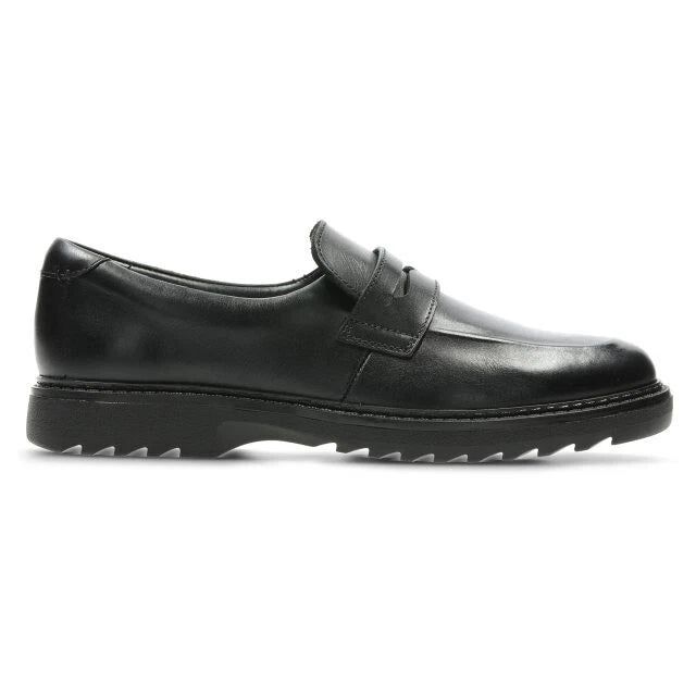 NEW Clarks Boys Youth Asher Stride Black Leather School Shoes (F Fit)